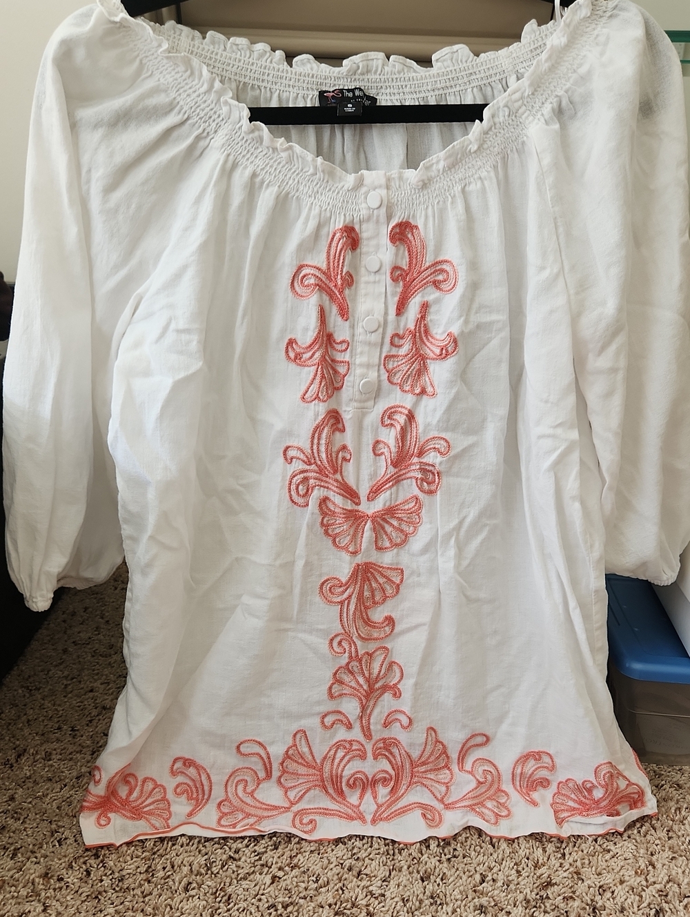 The Webster at Target White Tunic with Coral Embroidery Accent